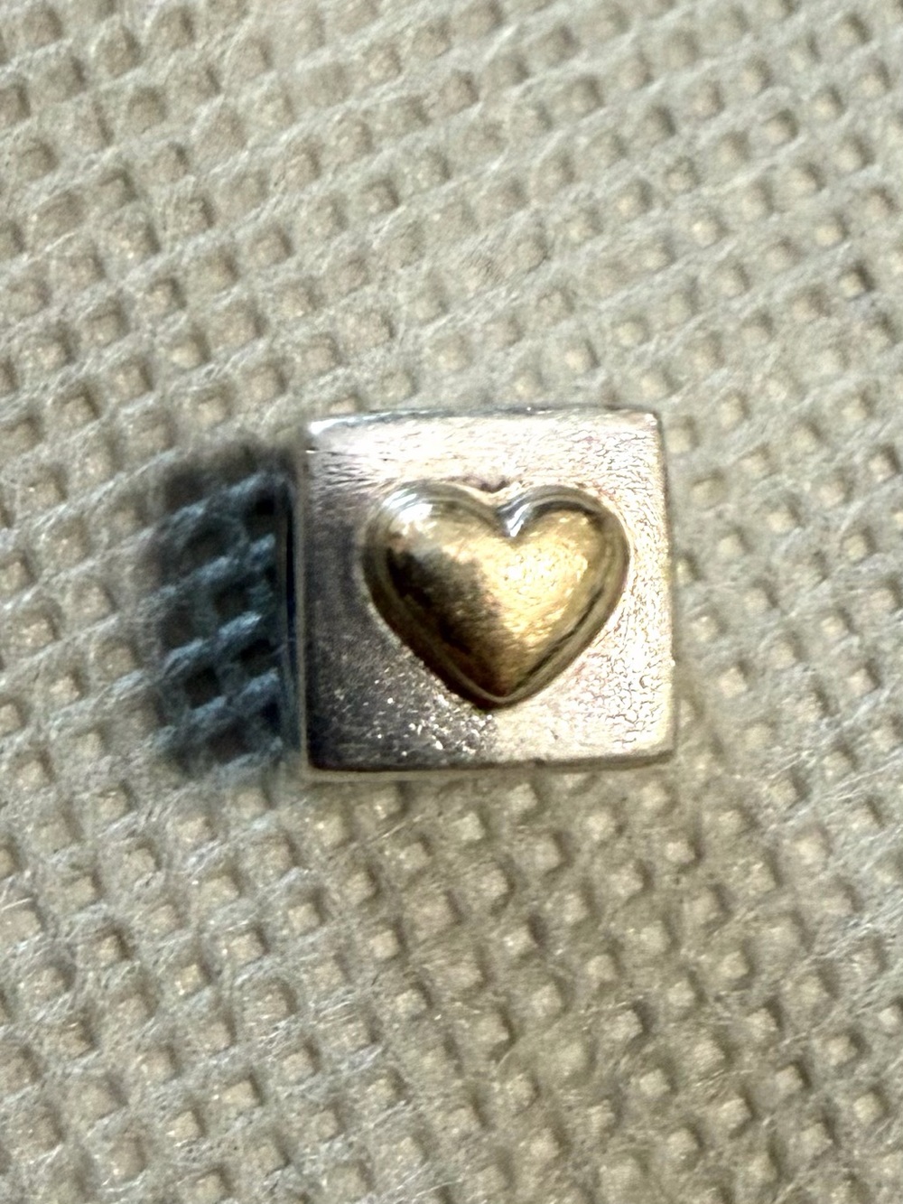 Pandora Sterling Silver Two Tone Gold I Love You Heart Cube Charm ALE #790200